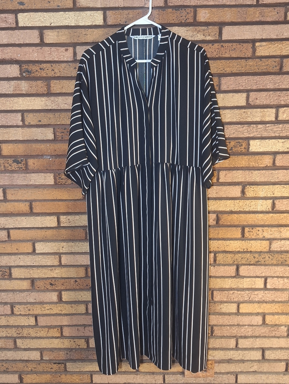 Girl With Curves Large Black Striped Midi Dress